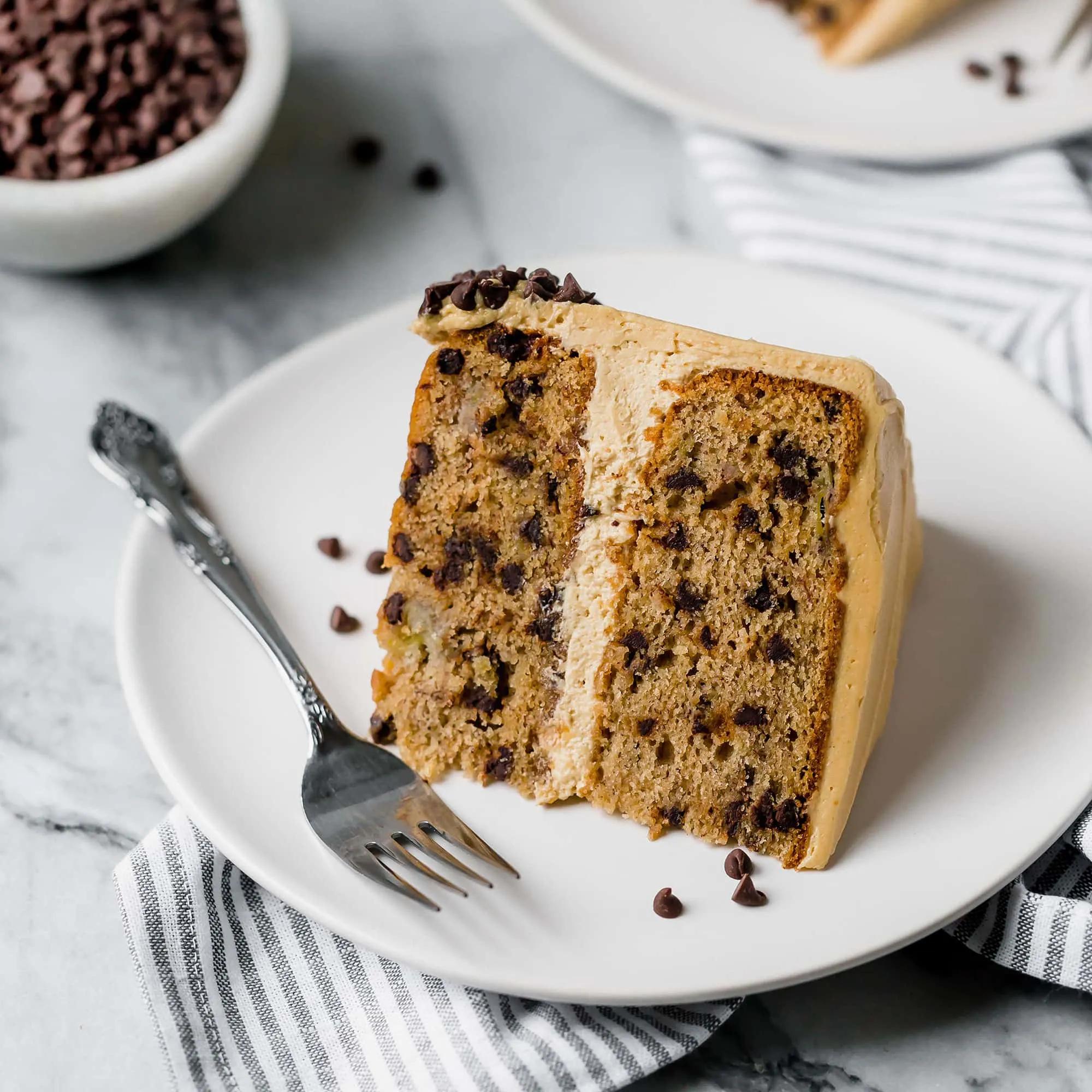 Banana Chocolate Chip Cake with Peanut Butter Frosting - Handle the Heat