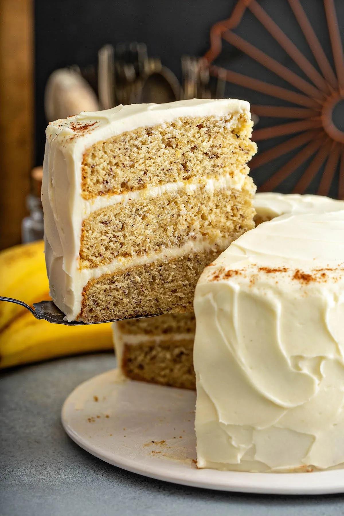 Best Banana Cake Recipe with Cinnamon Frosting | The Novice Chef