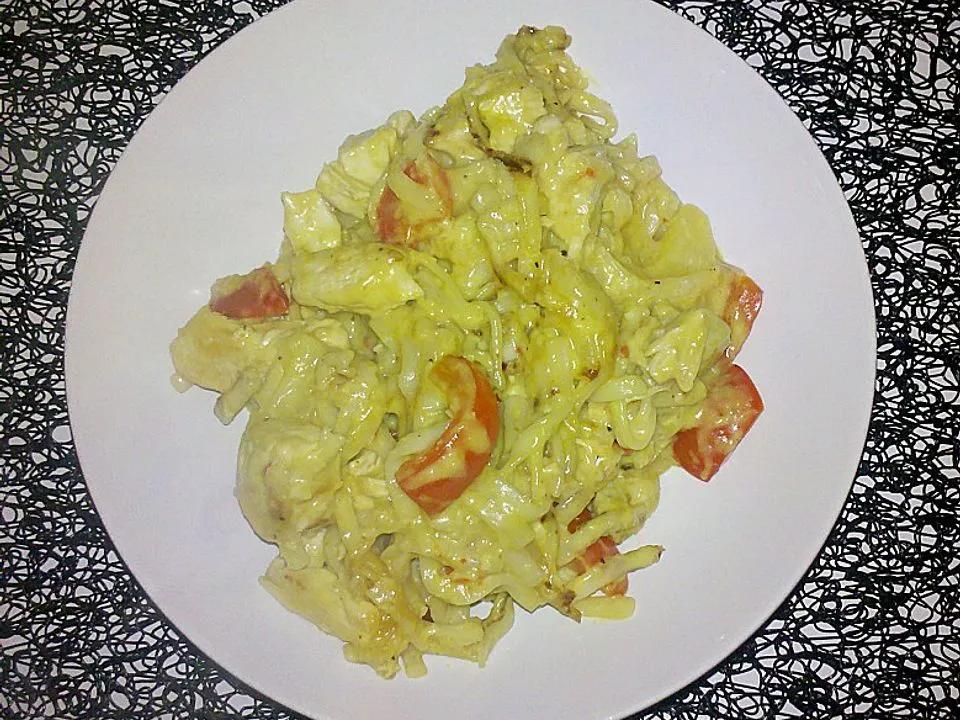 Gebratene Nudeln mit Hähnchen in Ananas - Kokos - Sauce von DerExot ...