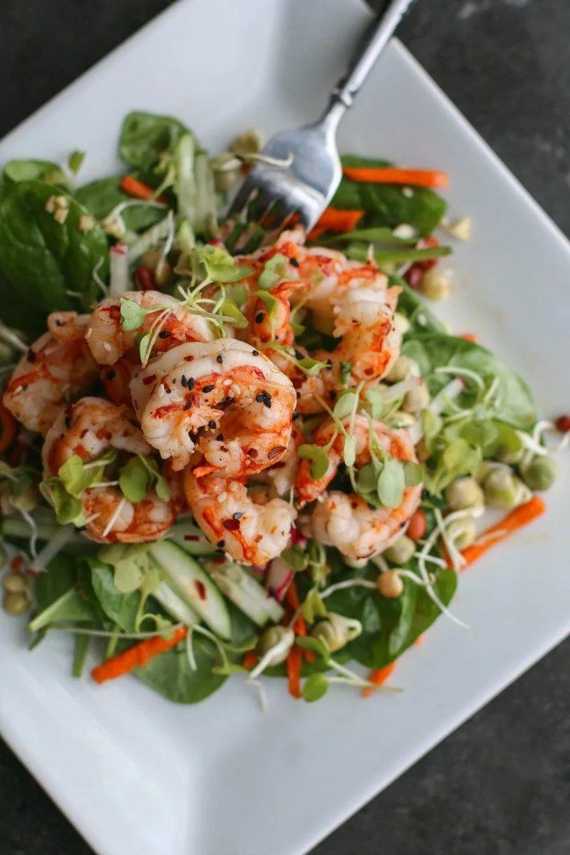 Toasted Sesame Salad with Spicy Shrimp | Recipe | Spicy shrimp, Spicy ...