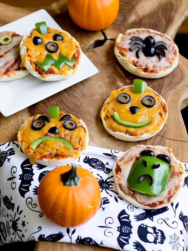 Bubby and Bean ::: Living Creatively: Halloween Themed Veggie Mini Pizzas