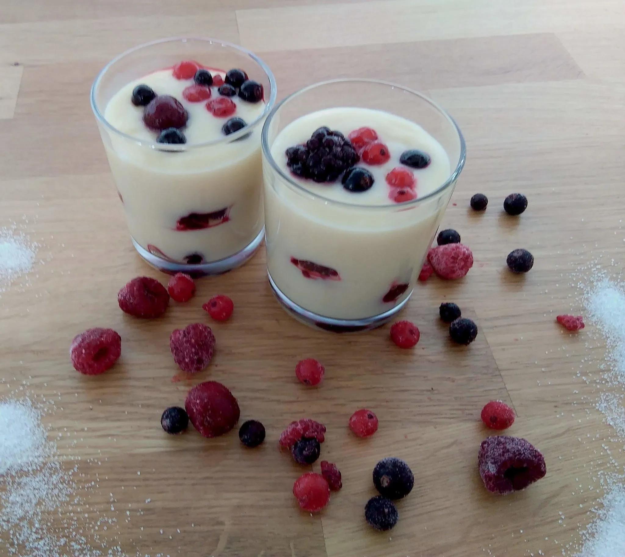 Veganer Vanillepudding mit roten Früchten - oekofreaks