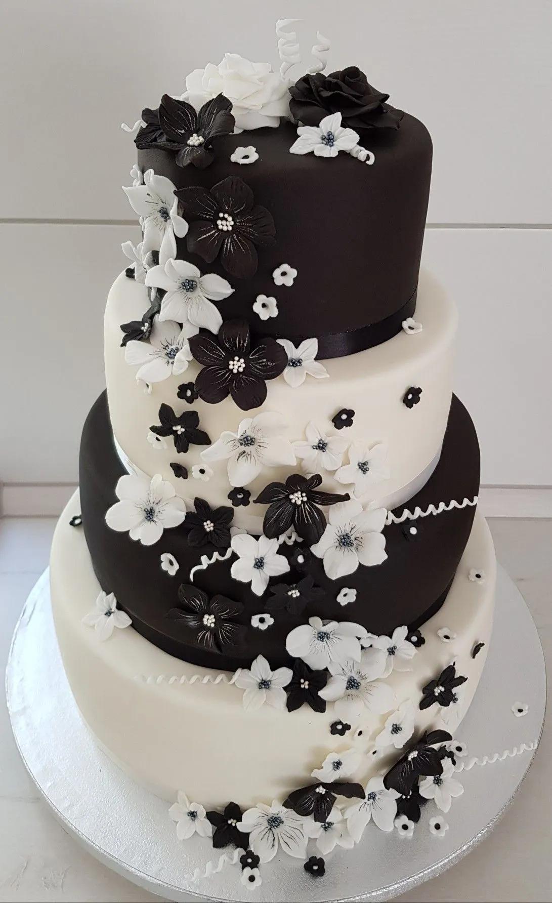 Hochzeitstorte Wedding Cake Schwarz- Weiß | Modern wedding cake, Black ...