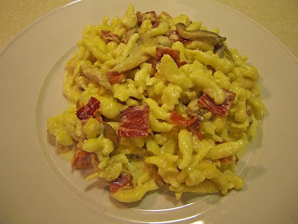 Champignon-Schinken-Spätzle-Pfanne von Leckerschmeckbär | Chefkoch