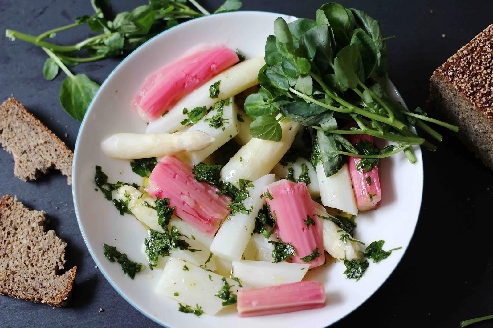 HOME OF HAPPY: RHABARBER-SPARGEL-SALAT MIT BRUNNENKRESSE