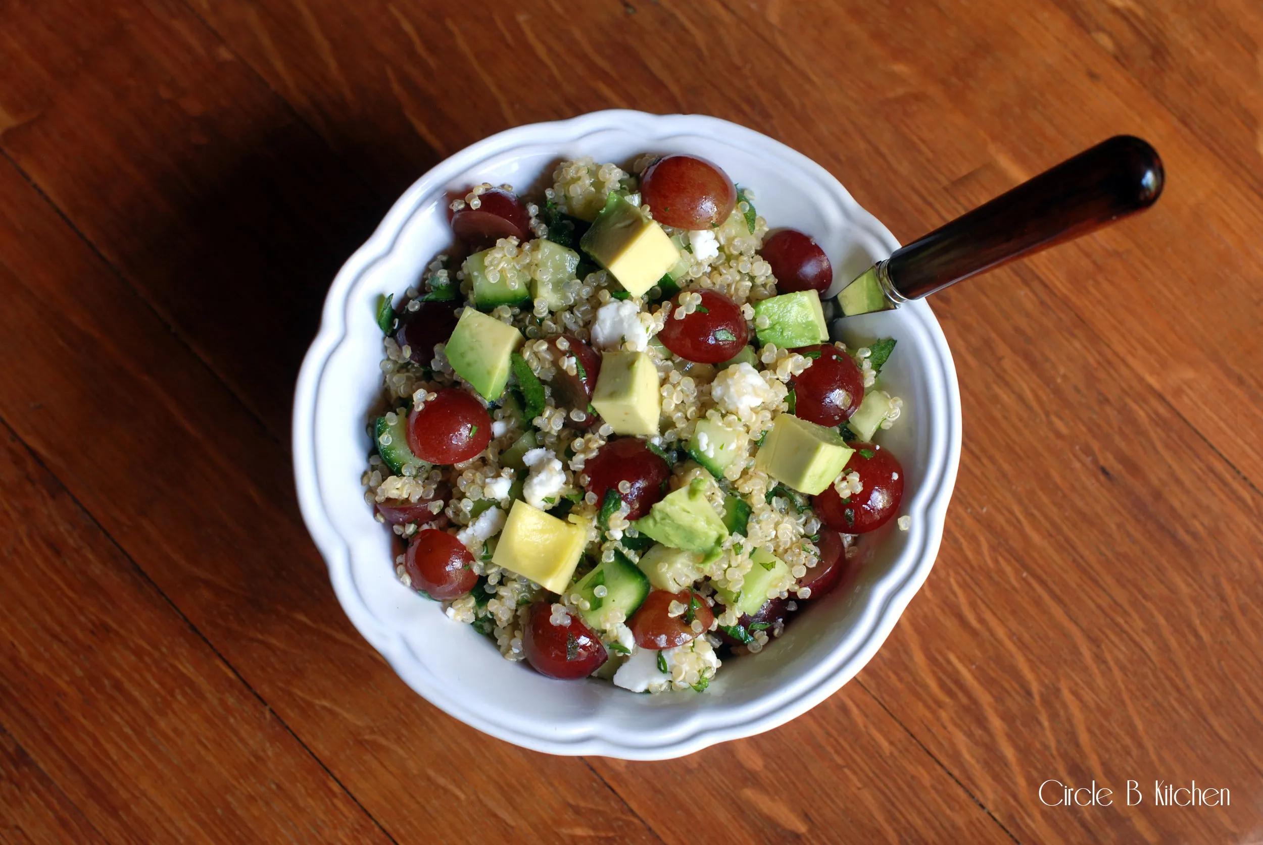Quinoa Salad with Grapes, Avocado and Feta Cheese — Circle B Kitchen