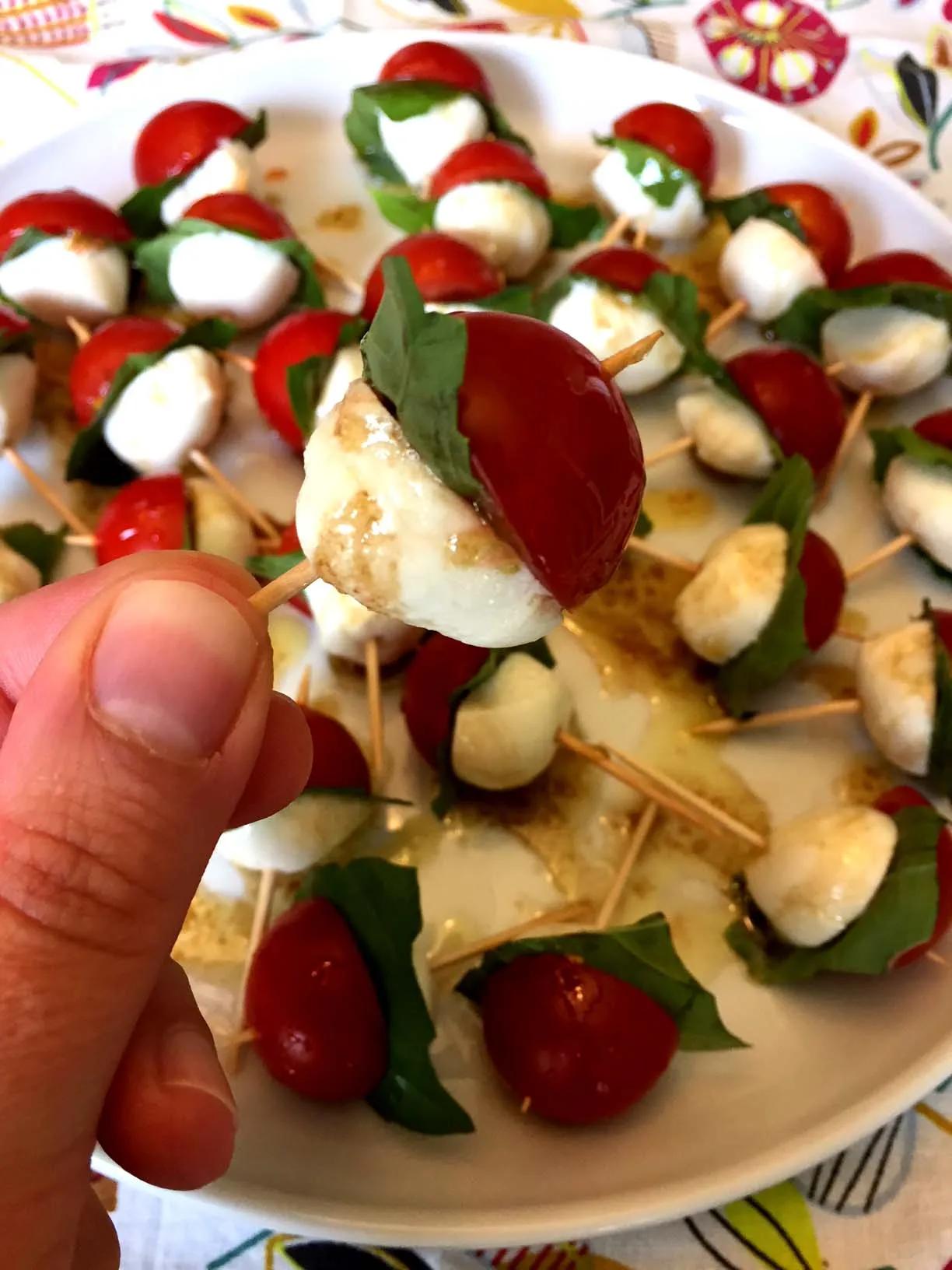 Caprese Salad Skewers Appetizer Bites – Melanie Cooks