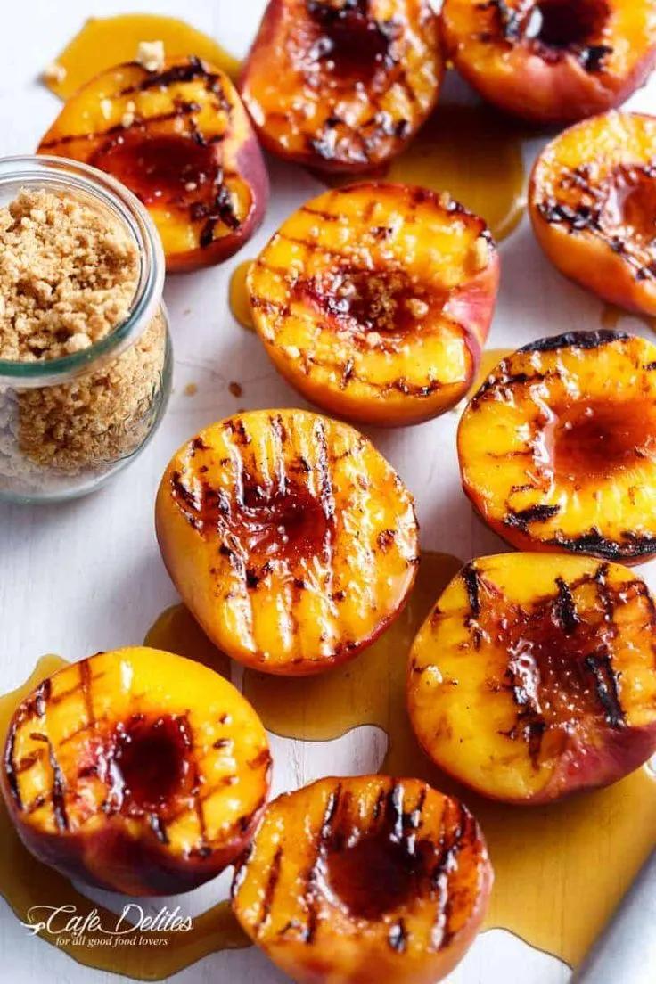 Maple Grilled Peaches With An Almond Cookie Crumb | https://cafedelites ...