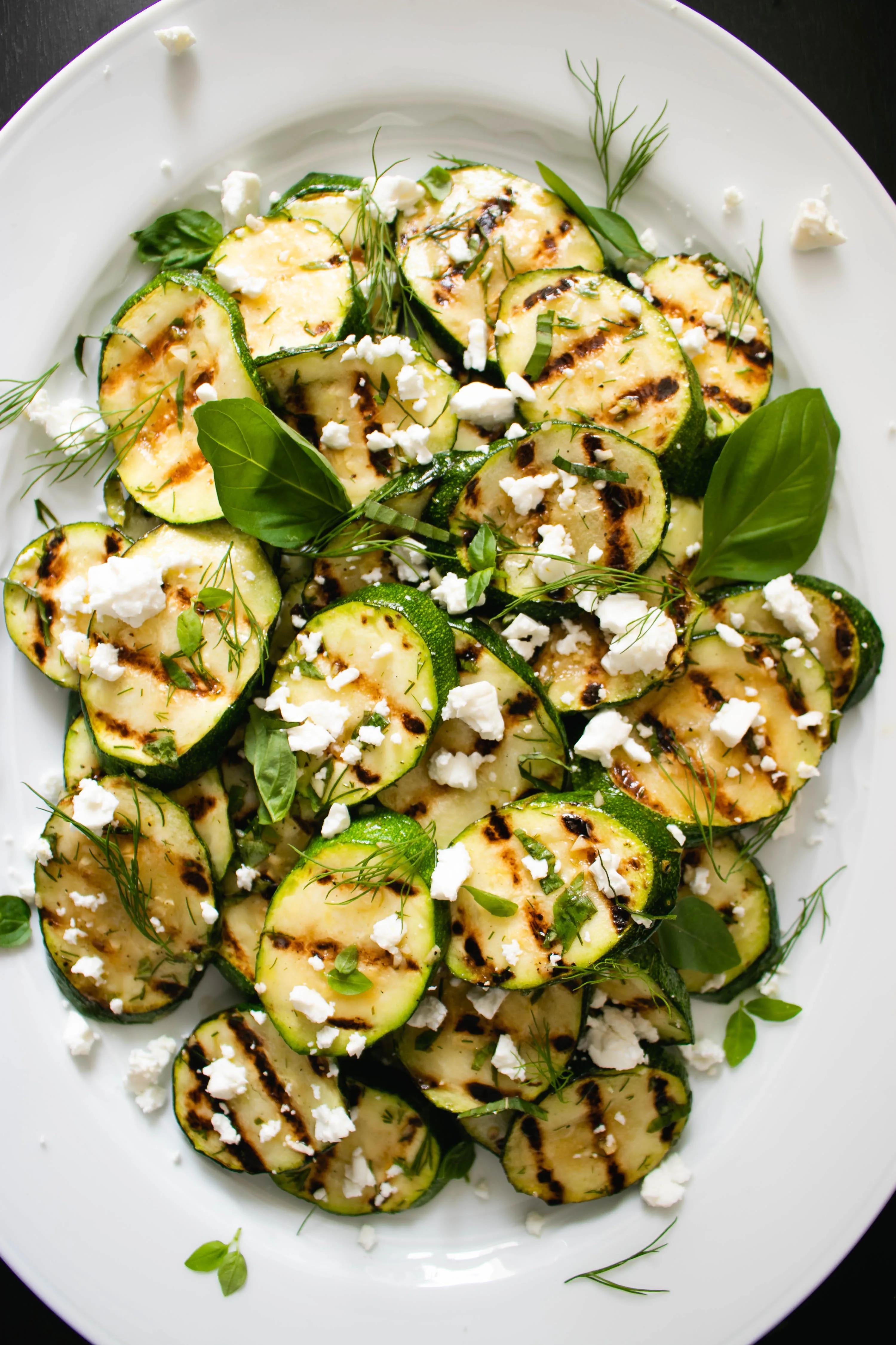 Grilled Zucchini with Feta Cheese - The Delicious plate