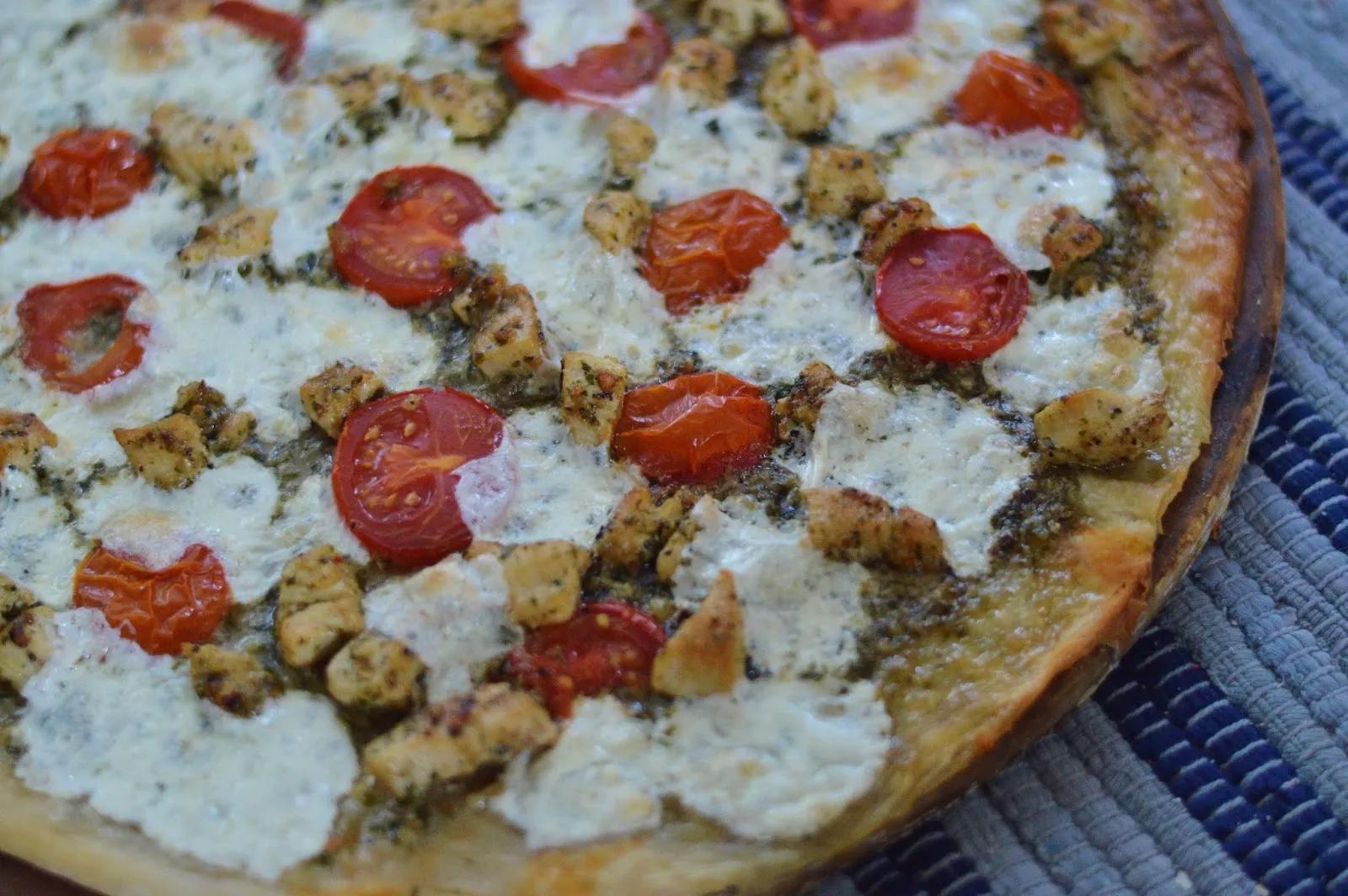 The Art of Comfort Baking: Pesto Chicken Pizza