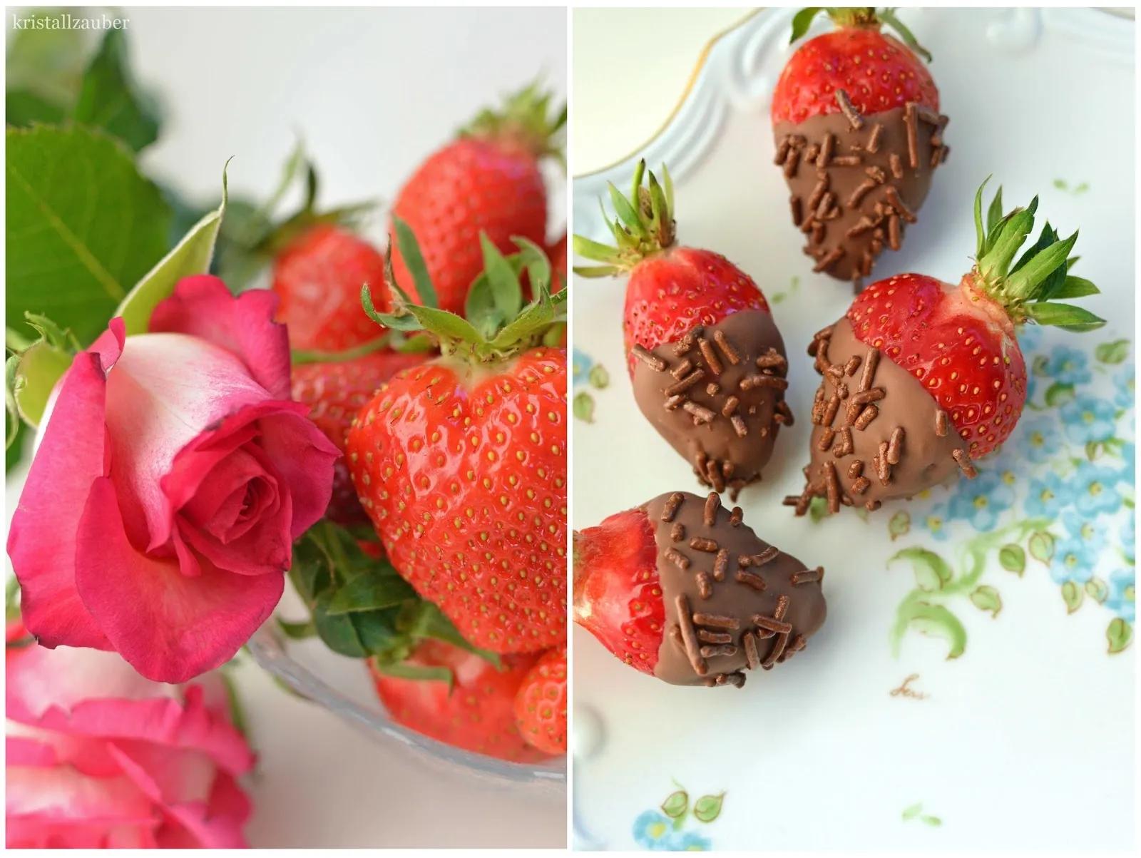 Kristallzauber: {Rezept} Erdbeeren mit Schokolade und Streuseln