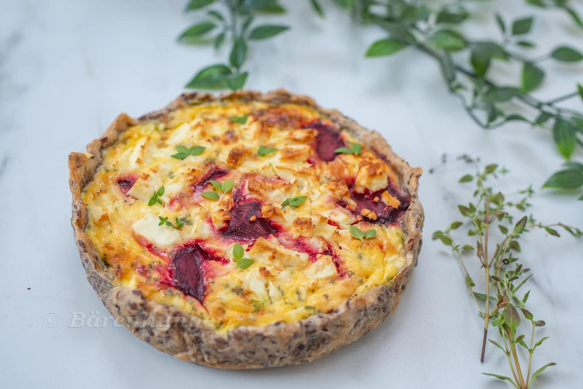 Rote Beete Ricotta Ziegenkäse Quiche - Bärenhunger Blog