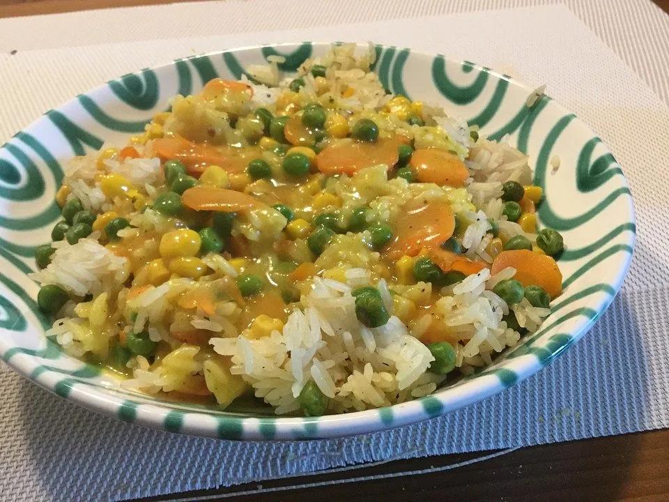 Bunter Reis mit Curry-Orangen-Sauce von Janninator| Chefkoch