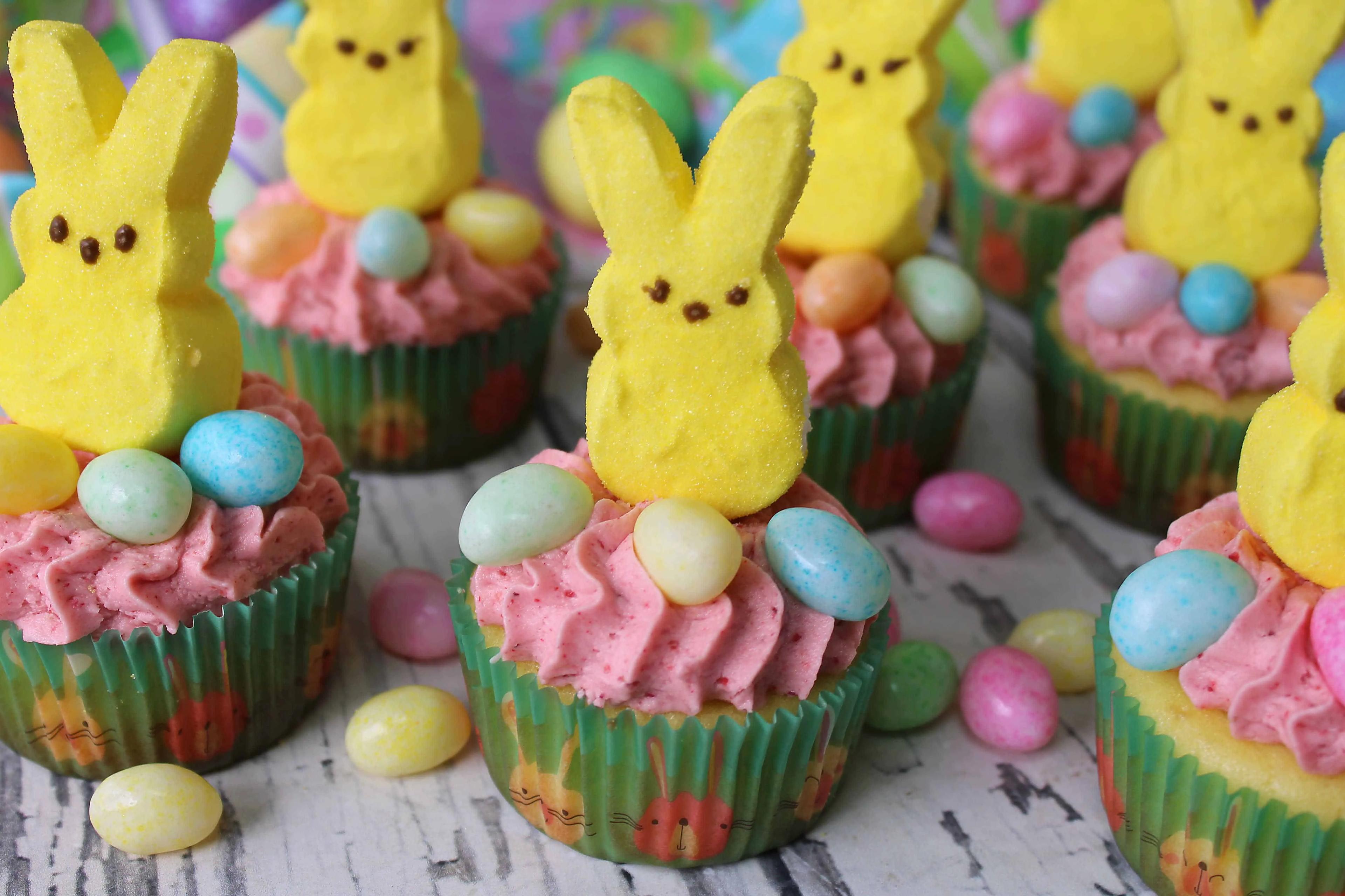 Easter Cupcakes with Peeps - Baked Broiled and Basted