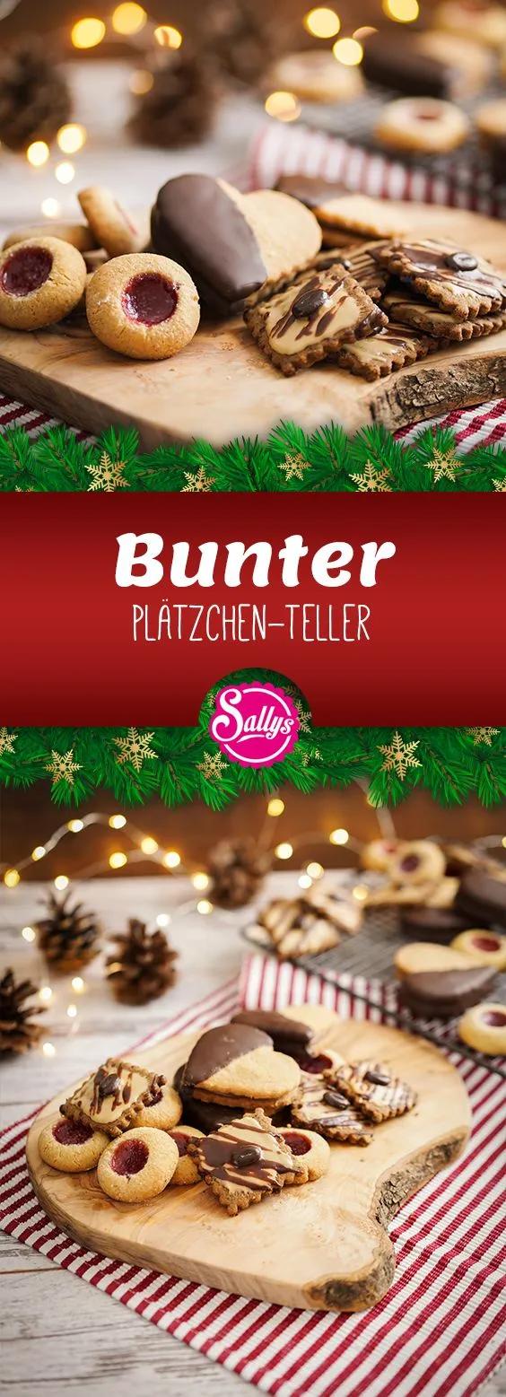 Bunter Plätzchen-Teller / Engelsaugen, Nougatherzen und Kaffeetaler ...