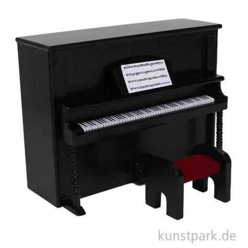 Miniatur Klavier mit Hocker, Schwarz, 13 x 10 x 5,5 cm