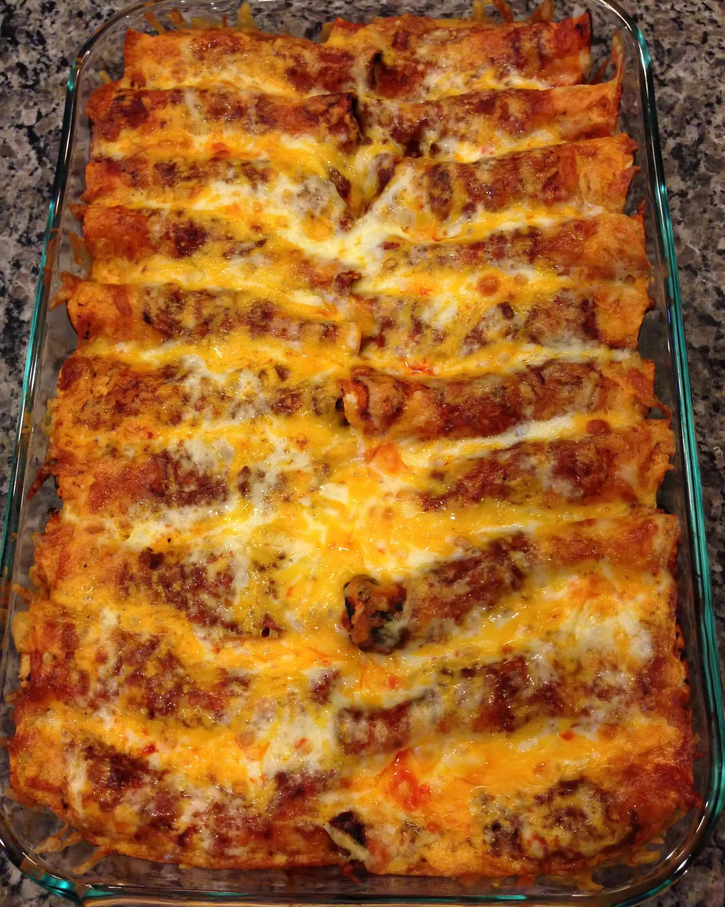 Beef Enchiladas with Homemade Mexican Red Sauce | cook on a whim