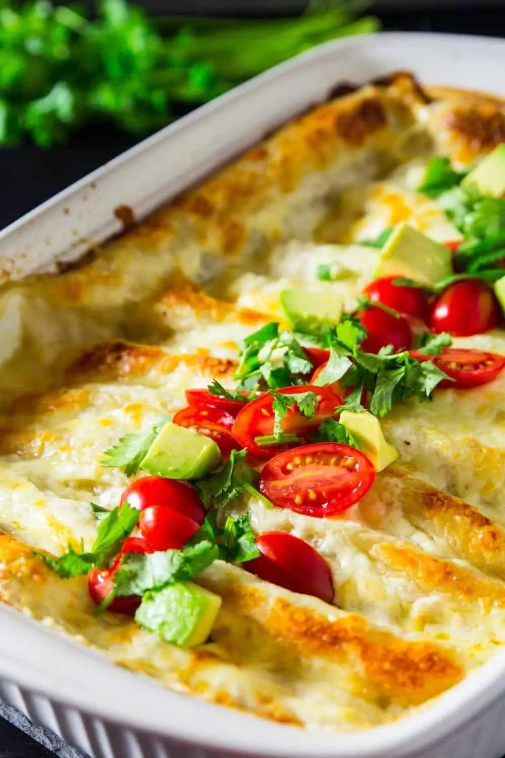 Chicken Enchiladas with White Sauce - Simply Home Cooked