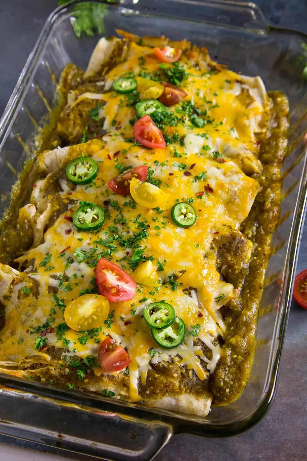 Chicken Enchiladas Verde with Cheese - Recipe - Chili Pepper Madness