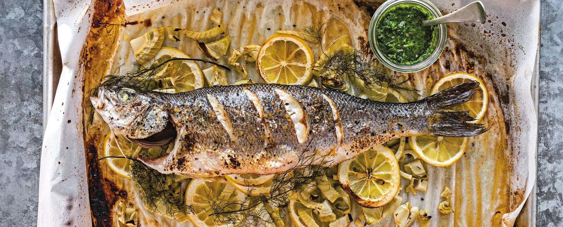Fisch mit Fenchel, Zitronen &amp; Chimichurri-Sauce