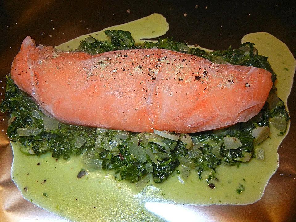 Lachs auf Blattspinat mit Gemüse von Sabrina6290| Chefkoch
