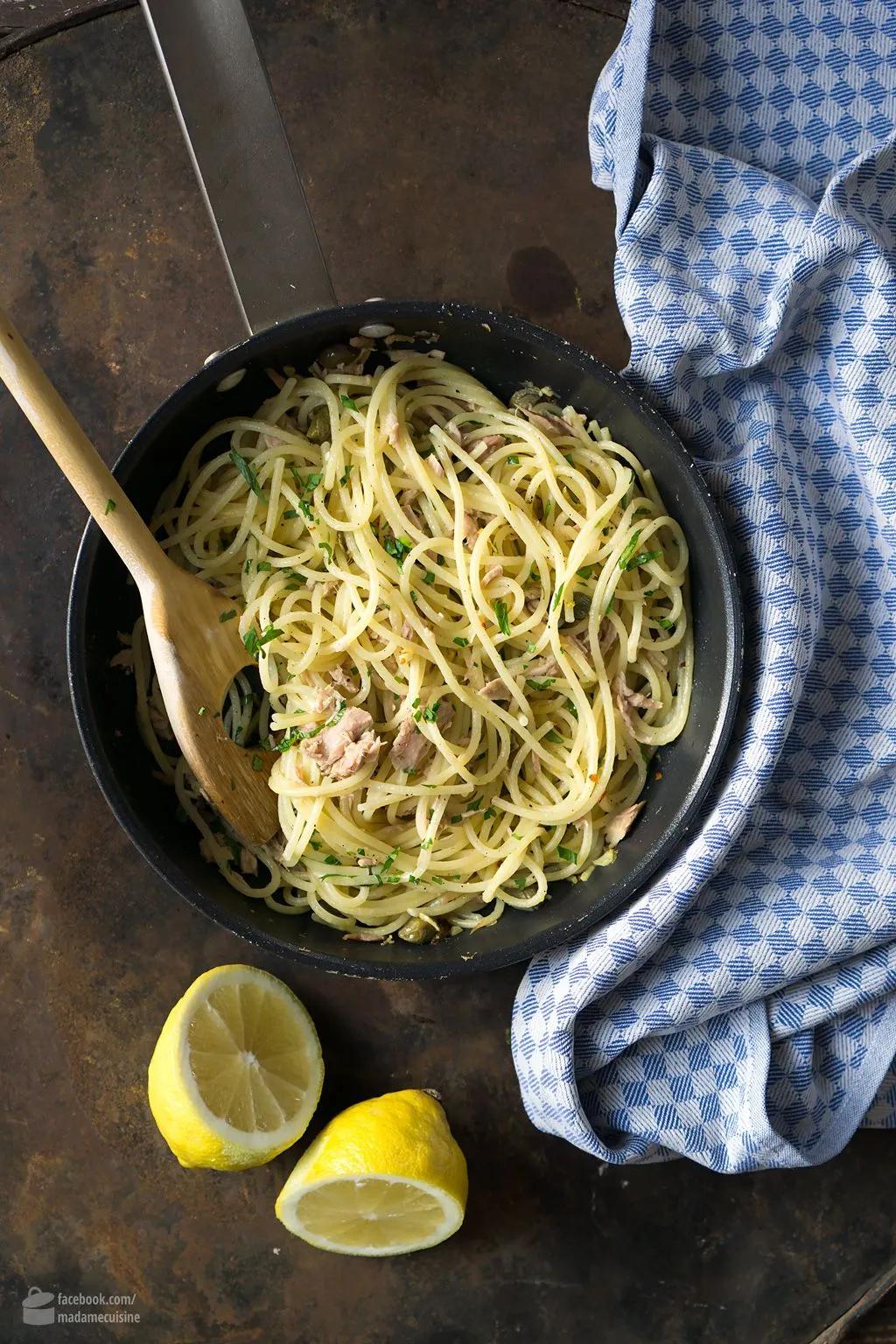 Spaghetti mit Thunfisch und Kapern - Madame Cuisine | Thunfisch ...