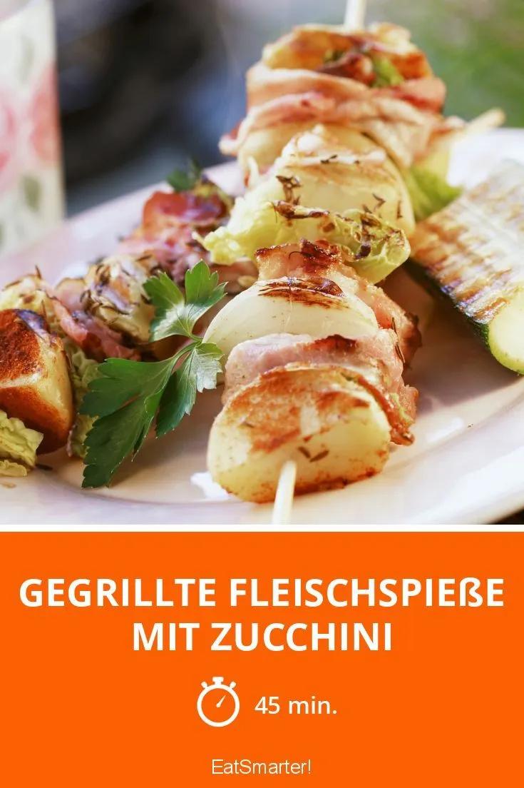 Gegrillte Fleischspieße mit Zucchini | Rezept | Rezepte, Lebensmittel ...