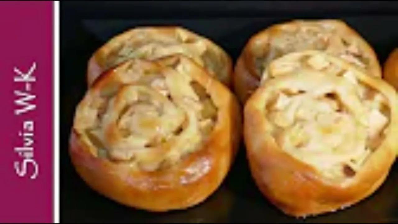 Apfelkrapfen Apfelschnecken im Ofen gebacken - YouTube