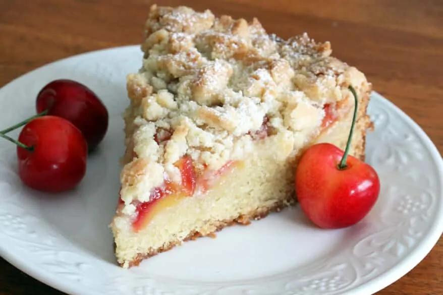 Cherry Marzipan Streusel Cake - The Daring Gourmet