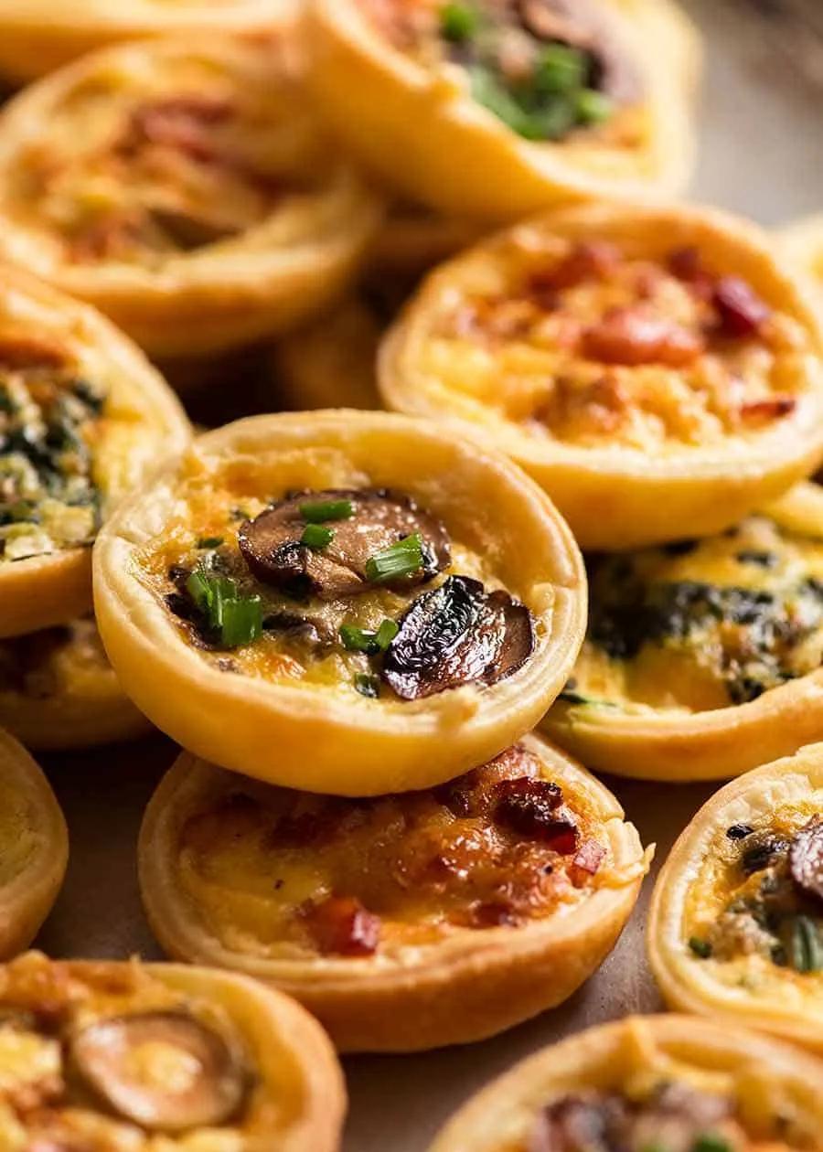 Platter filled with canape finger food quiche Make Ahead Appetizers ...
