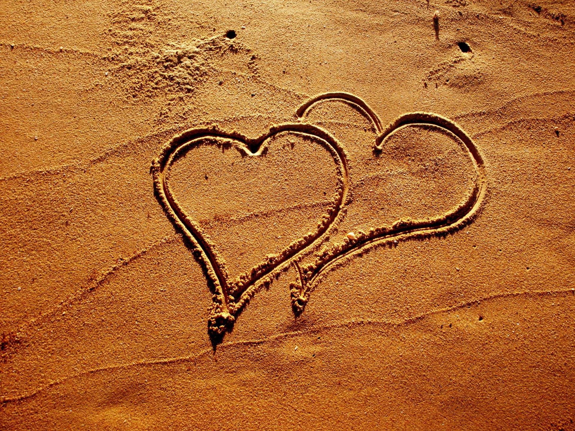 Two Hearts In The Sand Free Stock Photo - Public Domain Pictures