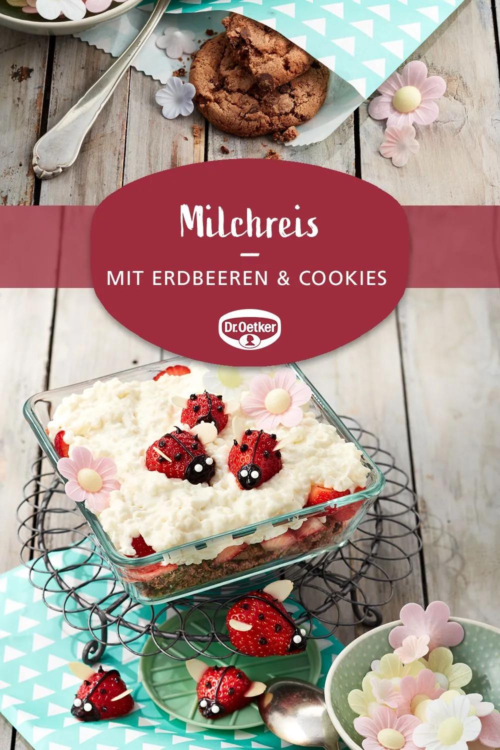 Milchreis mit Erdbeer-Marienkäfern | Rezept | Milchreis, Lebensmittel ...