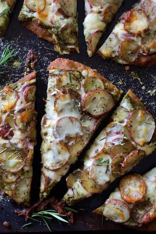 Naan Potato Pizza with Radish Pesto and Smoked Mozzarella Homemade ...