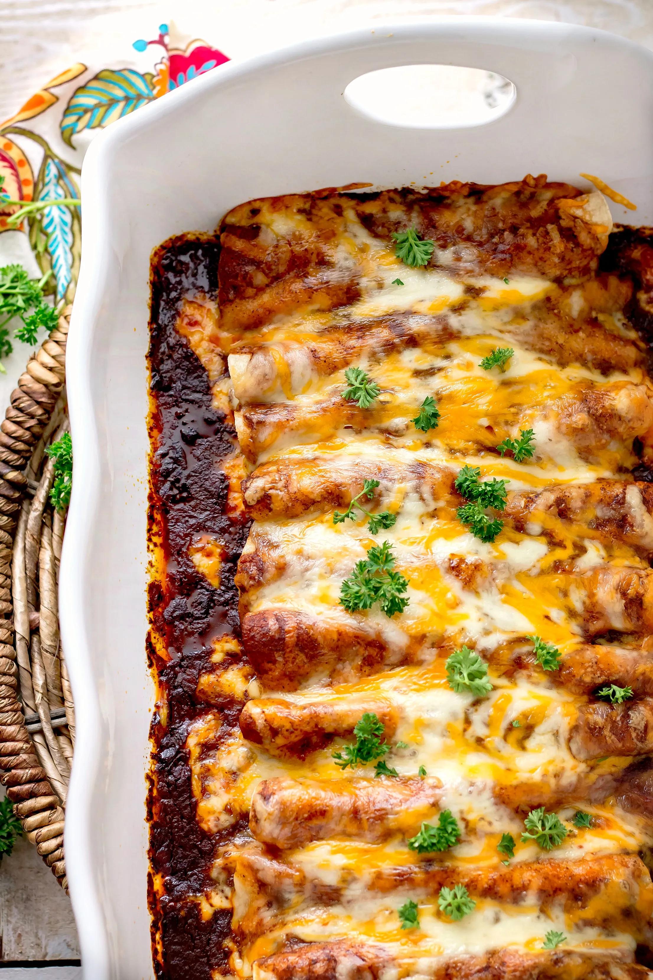 Chicken Enchiladas with Homemade Red Enchilada Sauce - Bunny&amp;#39;s Warm Oven
