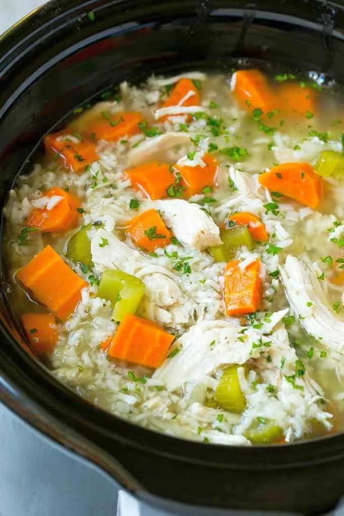 Slow Cooker Huhn und Reis Suppe - Rezepte De | Slow cooker chicken rice ...