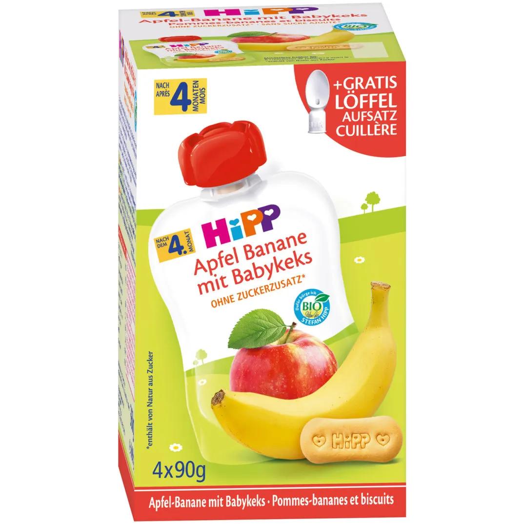 Hipp Brei Beutel Apfel, Banane &amp; Babykeks 4x90g 4+ Monate (360g ...