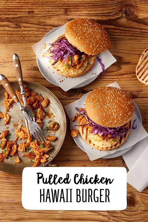 Pulled Chicken Hawaii Burger Rezept | Rezept | Streetfood rezepte ...