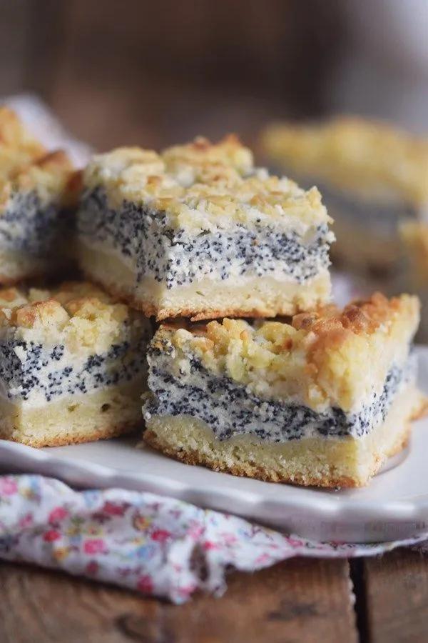 Mohn Streusel Quark Kuchen - Poppy Seed Crumble Cheesecake | Mohnkuchen ...