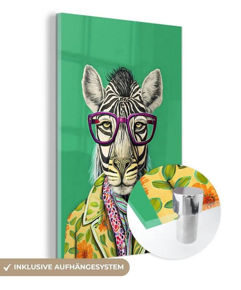 MuchoWow Acrylglasbild Zebra - Brille - Hippie - Tiere, (1 St ...