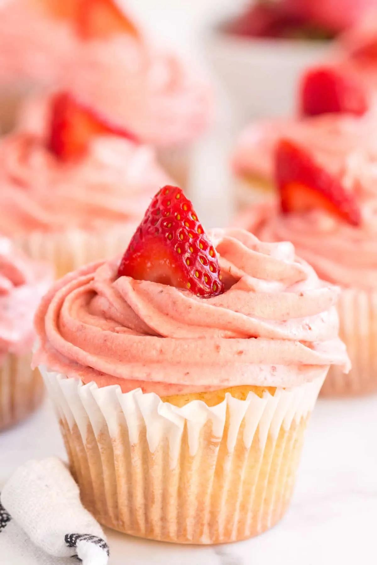 Vanilla Cupcakes with Strawberry Buttercream | Kylee Cooks