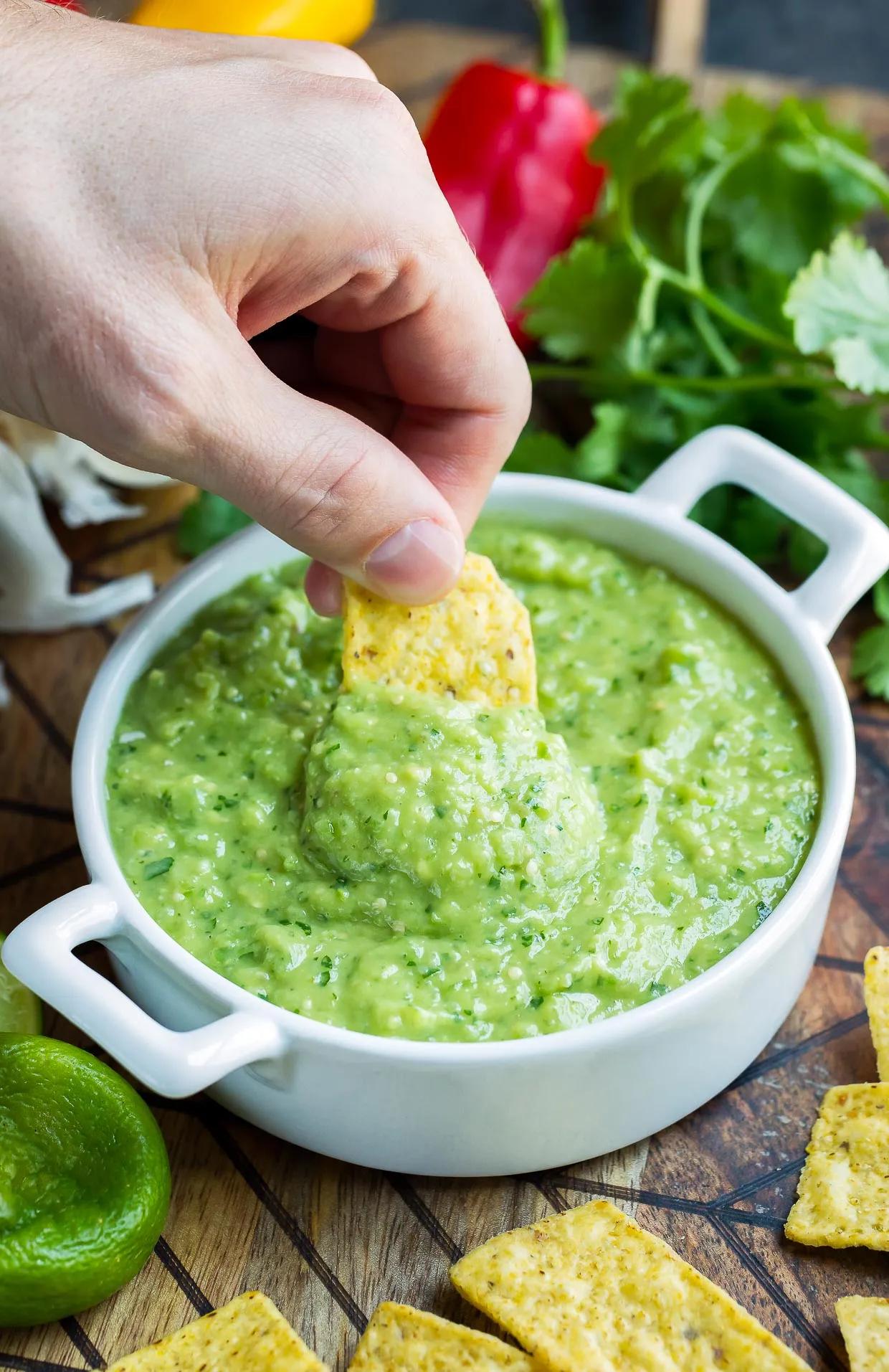 Avocado Salsa Verde Dip Recipe - Peas and Crayons Blog