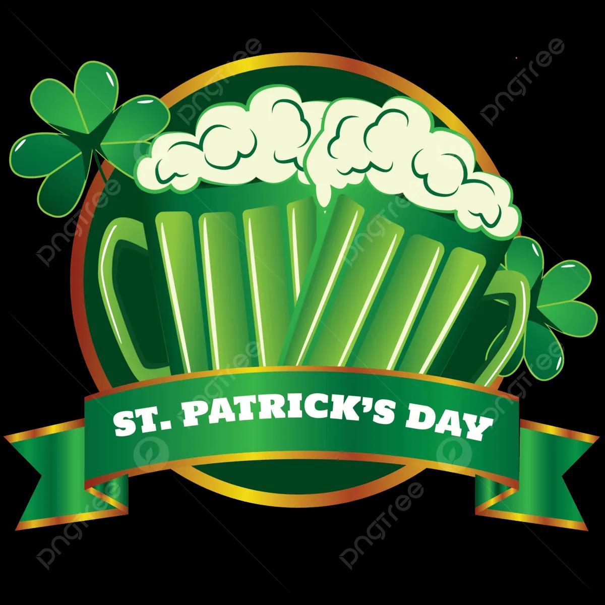 St Patrick Beer Vector PNG Images, St Patricks Day Logo With Beer Gold ...