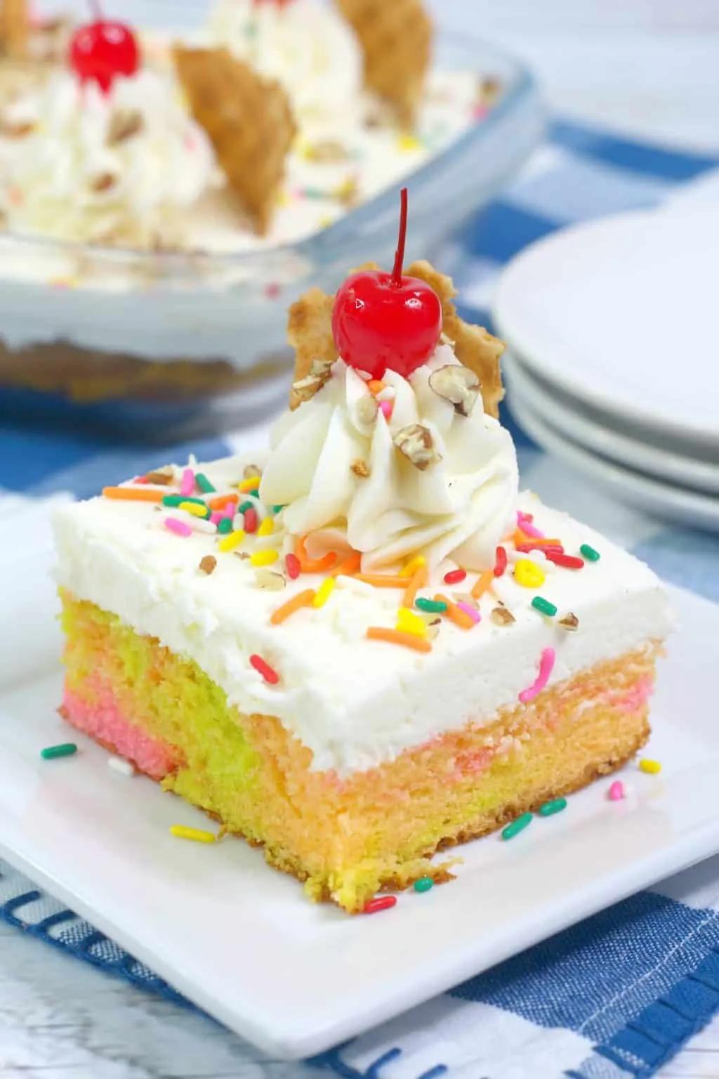 Fruit Sherbet Sheet Cake - Mama&amp;#39;s On A Budget Delicious and fruity cake.