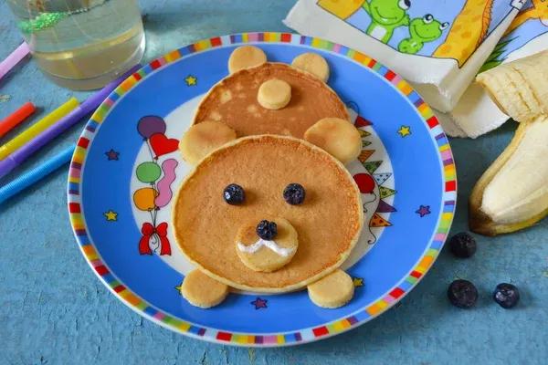 Lustige Pfannkuchen für Kinder - Bär und Eule. Frühstück für Kinder ...