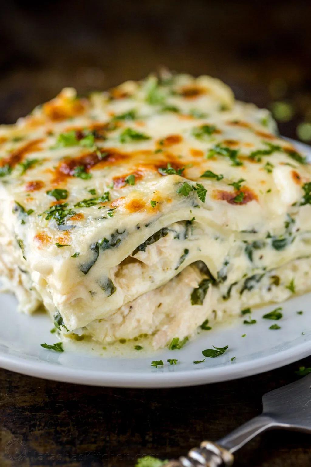 This white sauce Chicken Lasagna is so satisfying with layers of ...