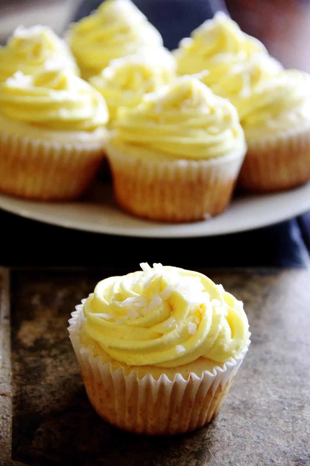 Frosted: Pina Colada Cupcakes with Coconut Buttercream Frosting