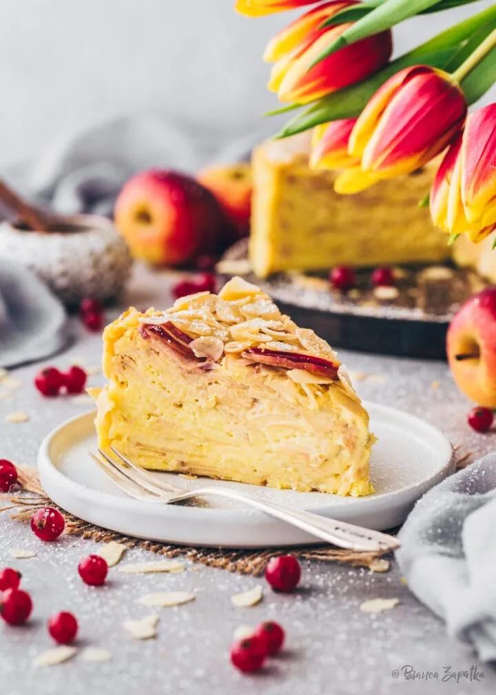 Apfelkuchen ohne Boden | Schneller Apfel-Pudding-Kuchen (Vegan ...
