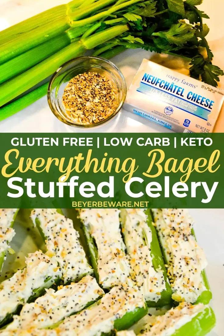 the ingredients to make this low carb keto bagel stuffed celery