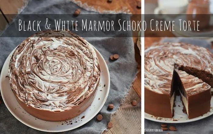 Black &amp; White Marmor Schoko Creme Torte
