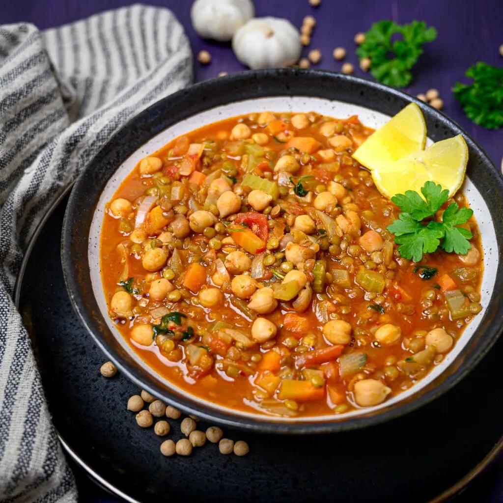 Vegan Harira (Moroccan Chickpea and Lentil Soup) - Skinny Spatula